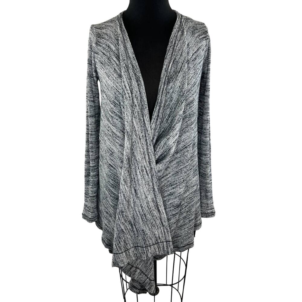Three Dots Gray Asymmetric Wrap Front Draped Long Sleeve Cardigan Sweater XS
